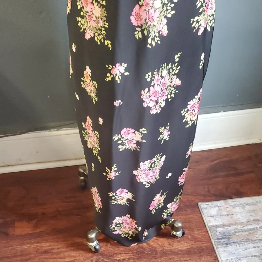 Zara Black  Slip Dress with Pink Floral Design - Picture 4 of 12